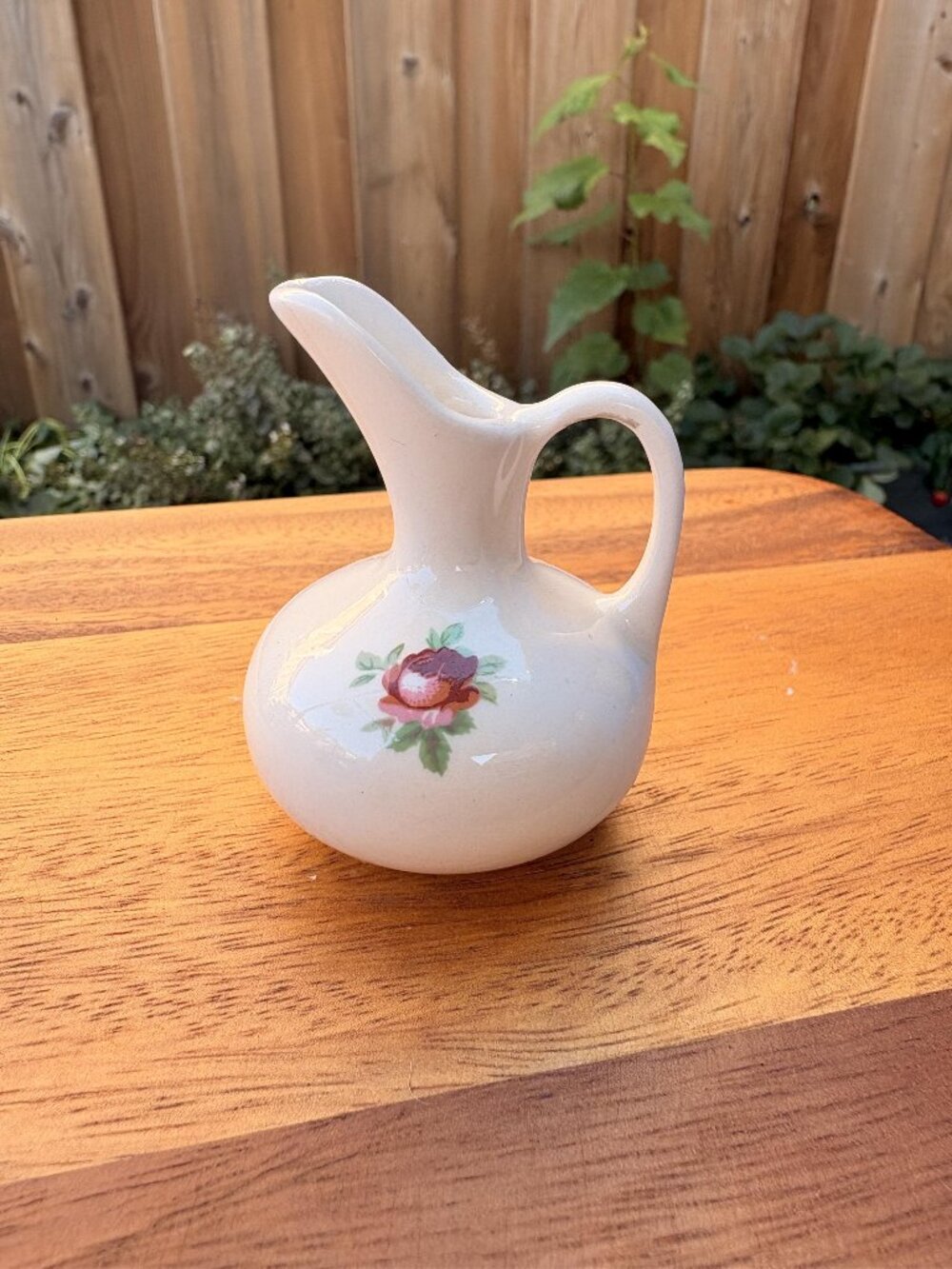 Vintage Miniature Rose Pitcher, Floral Ceramic Ewer, Cottagecore Decor